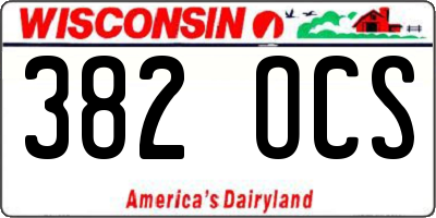 WI license plate 382OCS