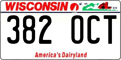 WI license plate 382OCT