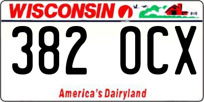 WI license plate 382OCX