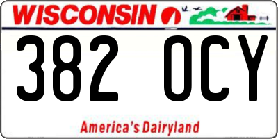 WI license plate 382OCY