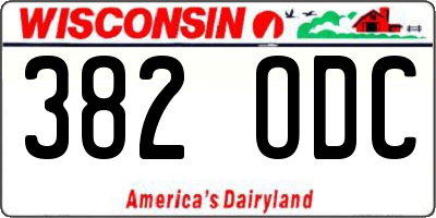 WI license plate 382ODC