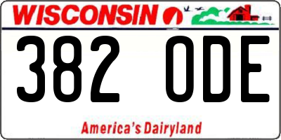 WI license plate 382ODE