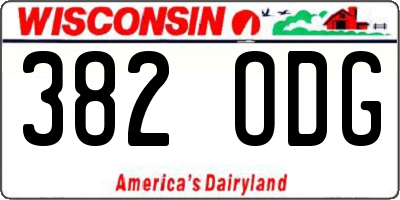 WI license plate 382ODG