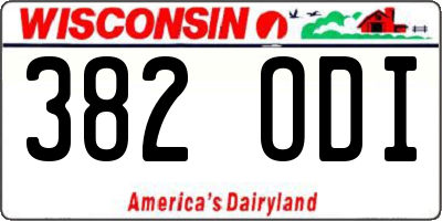 WI license plate 382ODI