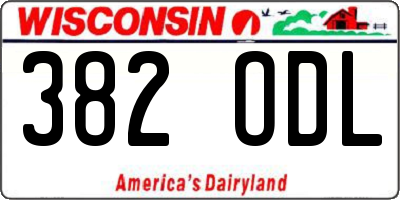 WI license plate 382ODL