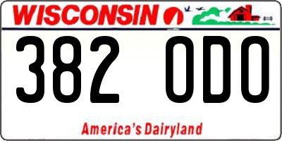 WI license plate 382ODO