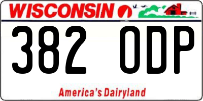 WI license plate 382ODP