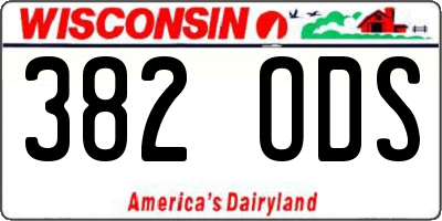 WI license plate 382ODS