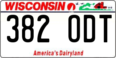 WI license plate 382ODT