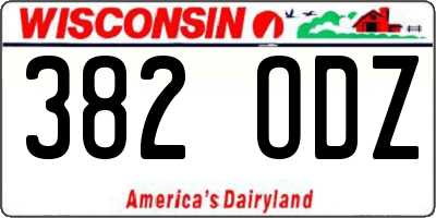 WI license plate 382ODZ