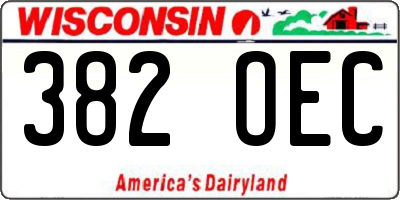 WI license plate 382OEC
