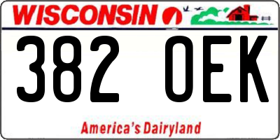 WI license plate 382OEK