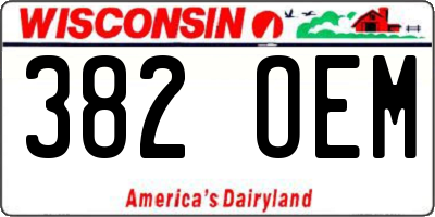 WI license plate 382OEM