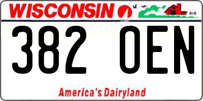 WI license plate 382OEN