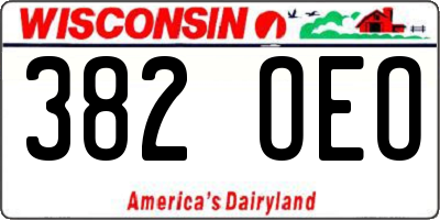 WI license plate 382OEO