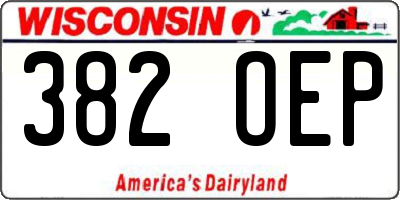 WI license plate 382OEP