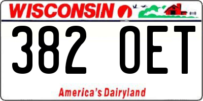 WI license plate 382OET