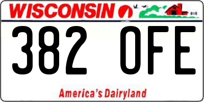 WI license plate 382OFE