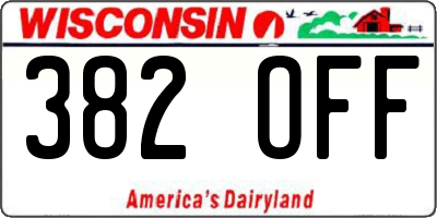 WI license plate 382OFF