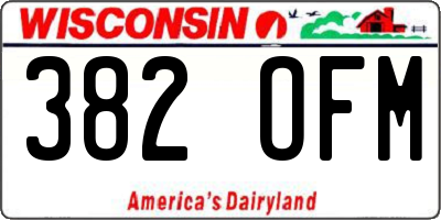 WI license plate 382OFM