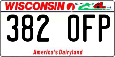 WI license plate 382OFP