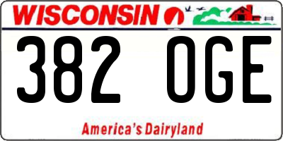 WI license plate 382OGE