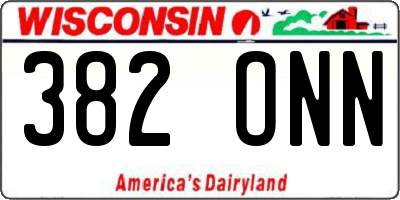 WI license plate 382ONN