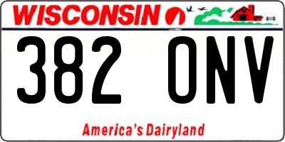 WI license plate 382ONV