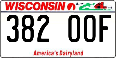 WI license plate 382OOF