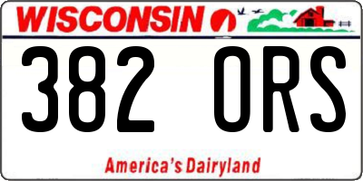WI license plate 382ORS