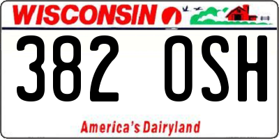 WI license plate 382OSH