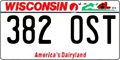 WI license plate 382OST