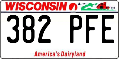 WI license plate 382PFE