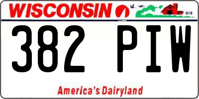 WI license plate 382PIW