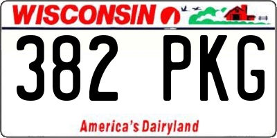 WI license plate 382PKG