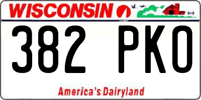WI license plate 382PKO
