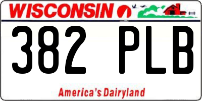 WI license plate 382PLB