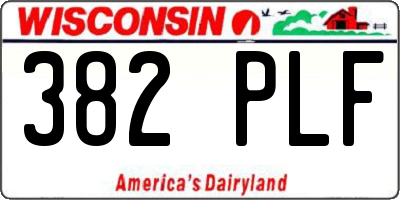 WI license plate 382PLF