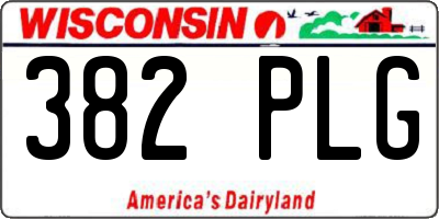 WI license plate 382PLG