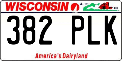 WI license plate 382PLK