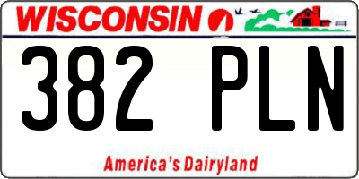 WI license plate 382PLN