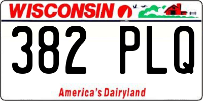 WI license plate 382PLQ