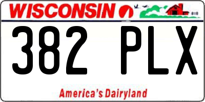 WI license plate 382PLX