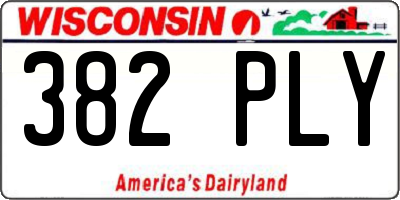 WI license plate 382PLY