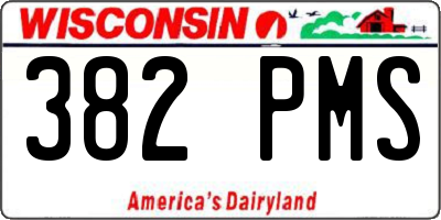 WI license plate 382PMS