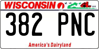 WI license plate 382PNC