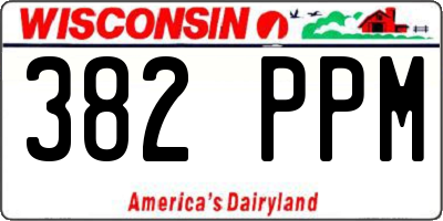 WI license plate 382PPM