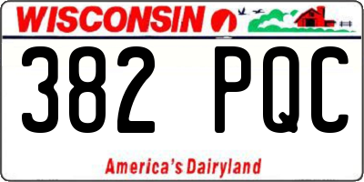 WI license plate 382PQC