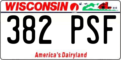 WI license plate 382PSF
