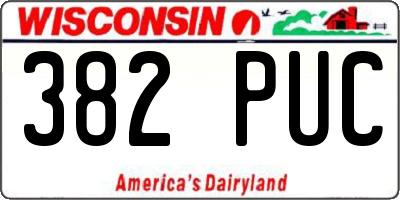WI license plate 382PUC